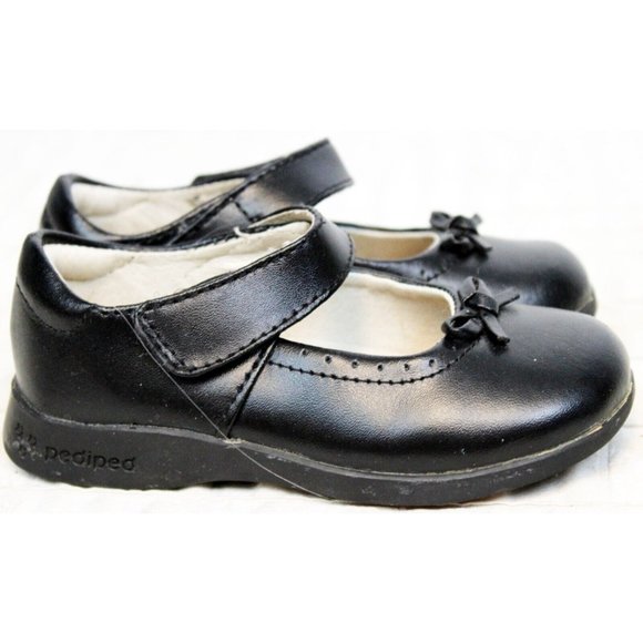 PediPed Black Mary Jane Shoes Toddler Girl sz 7.5 8 Bow Dress Flex Cushion Heel - Picture 5 of 12